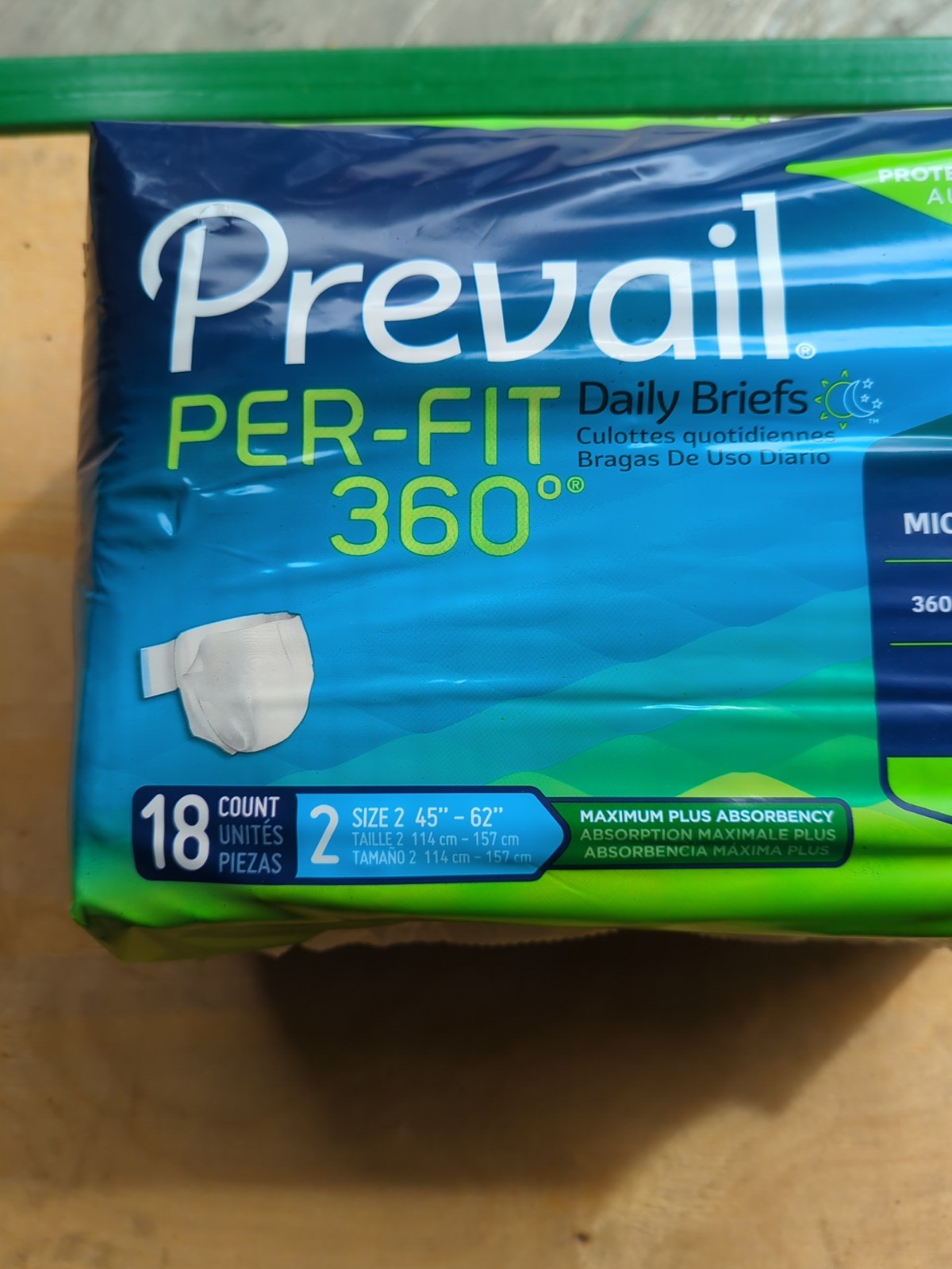 Prevail Per-Fit 360 Daily Brief Size 2, 45″-62″ – 18 Count, Max Plus Absorbency