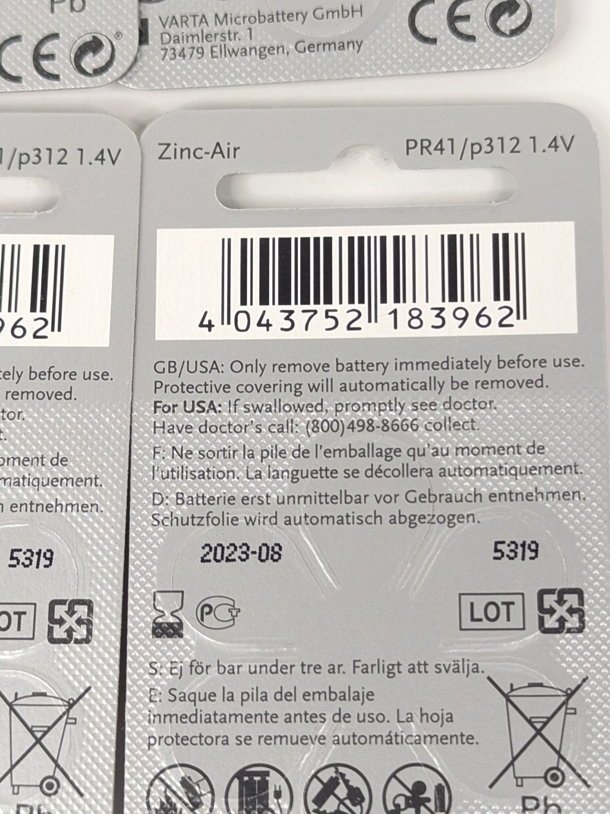 Power One Zinc Air High Level Hearing Batteries 48 Count PR41/P312 1.4V 08/23