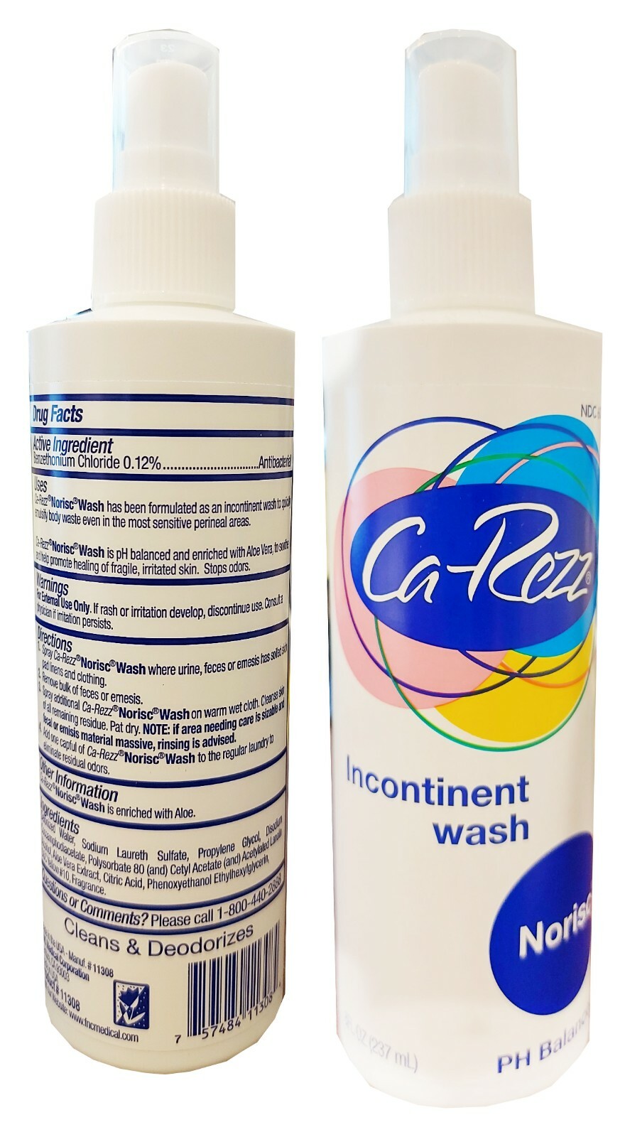 Ca-Rezz Original Gentle Wash 8 oz. Spray, Incontinent Cleanser 11308 (2 Bottles)