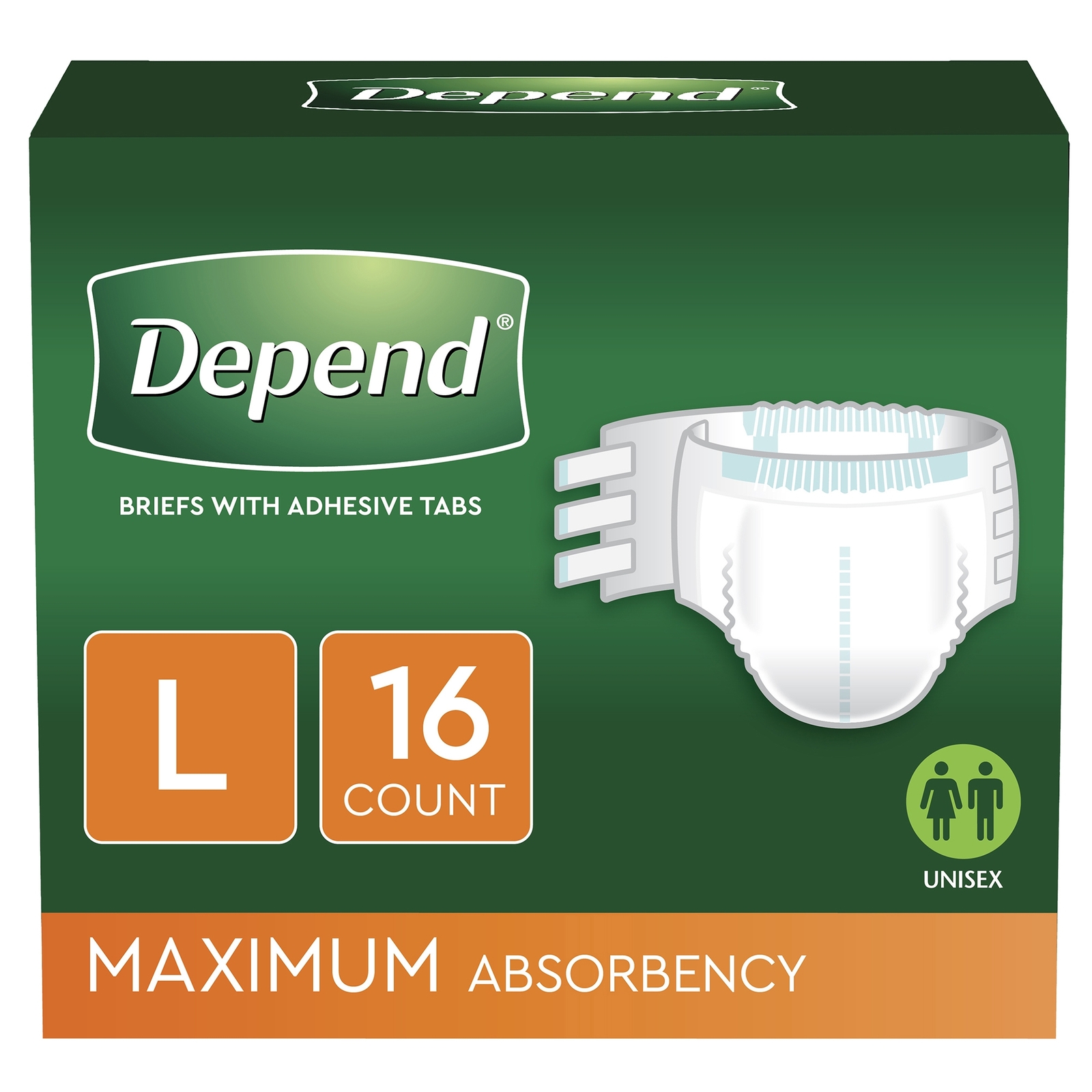 Depend Incontinence Brief L Overnight 35458 Maximum 48 Ct