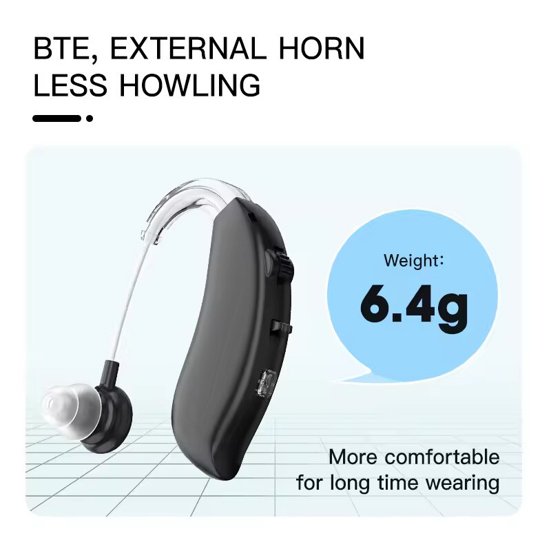 1 pair of rechargeable Bluetooth invisible BTE hearing aids with charging cradle
