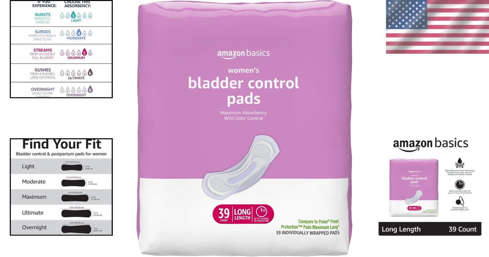 Incontinence Pads for Women Long, Bladder Control, Postpartum, Maximum Absorb…