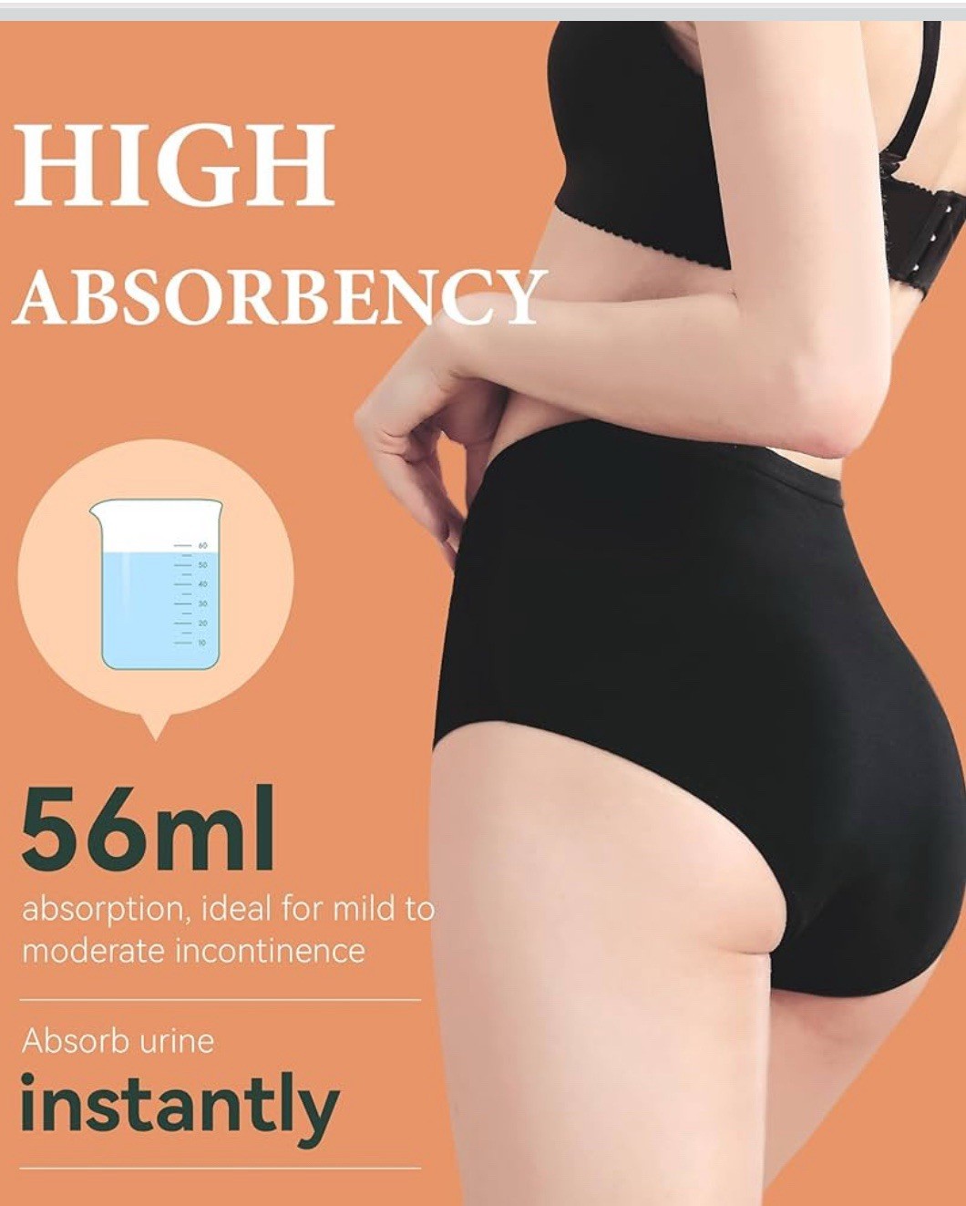 Urinary Incontinence Postpartum Underwear for Women Washable Leak Proof Odor NWT