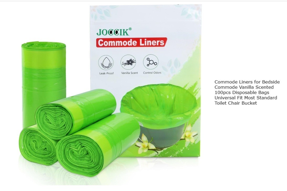 Commode Liners for Bedside Commode Vanilla Scented 100pcs Disposable Bags Univer