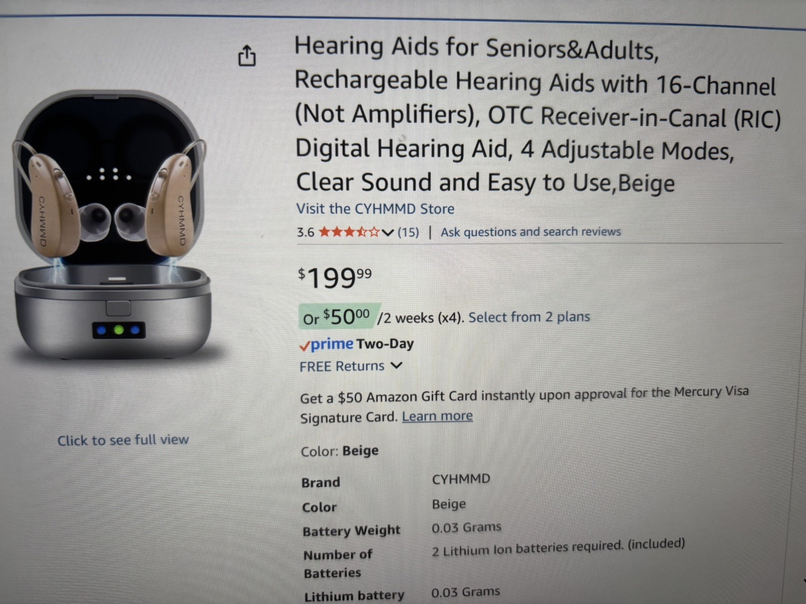 Hearing Aids Rechargeable For Senior 16 Channel 4 Adjustable Modes Clear Sound