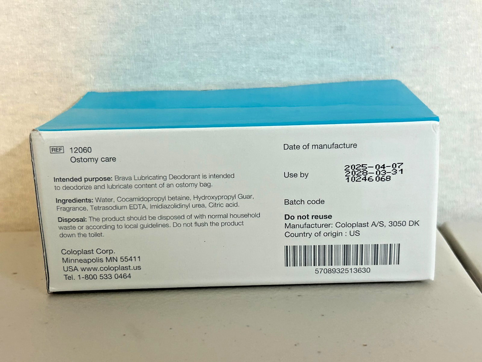 20 COLOPLAST BRAVA LUBRICATING DEODORANT 12060 0.25OZ EXP 2028