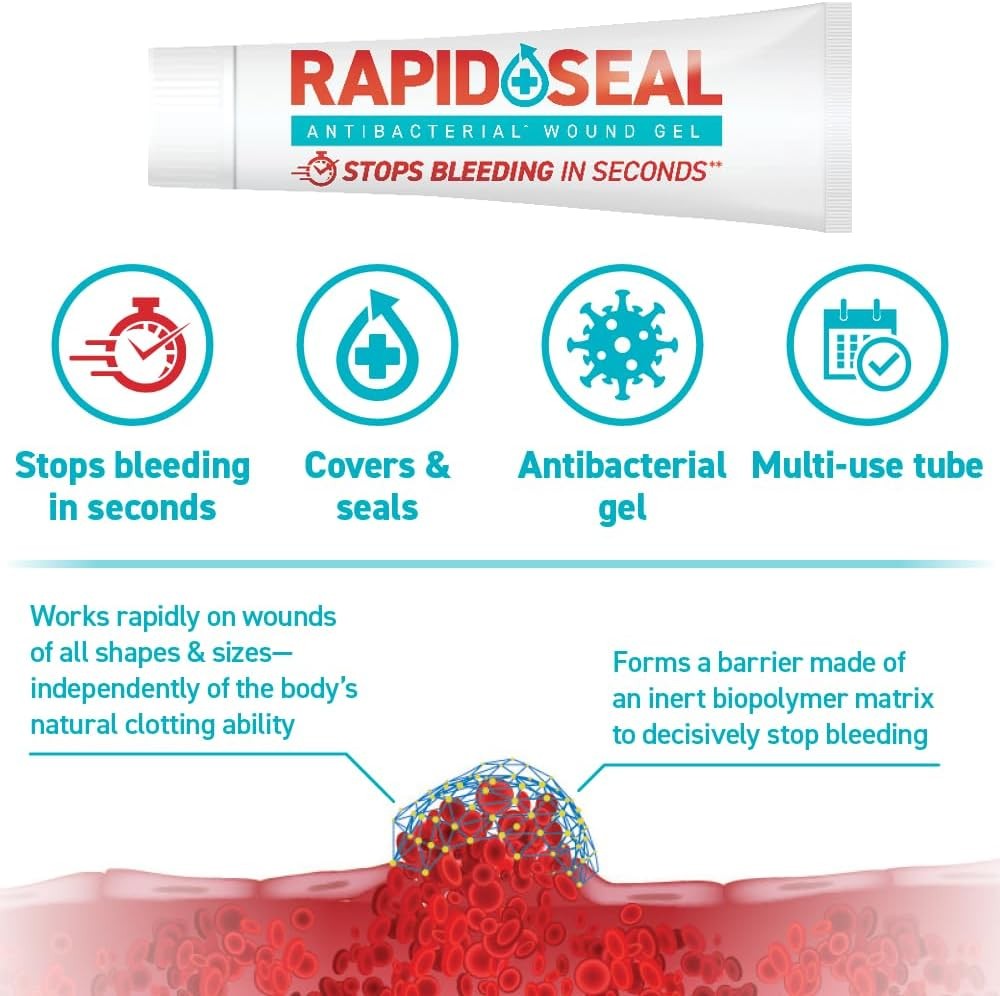 Wound Gel (2 Tubes) | Stops Bleeding in Seconds | 2 Tubes (0.5 Fl Oz Each)