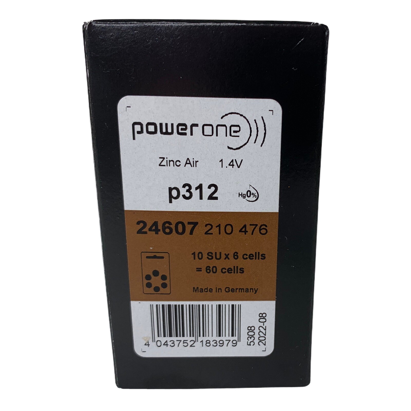 60 Genuine PowerOne Hearing Aid Batteries PR41 P312 1.4V New Sealed Exp 8/22