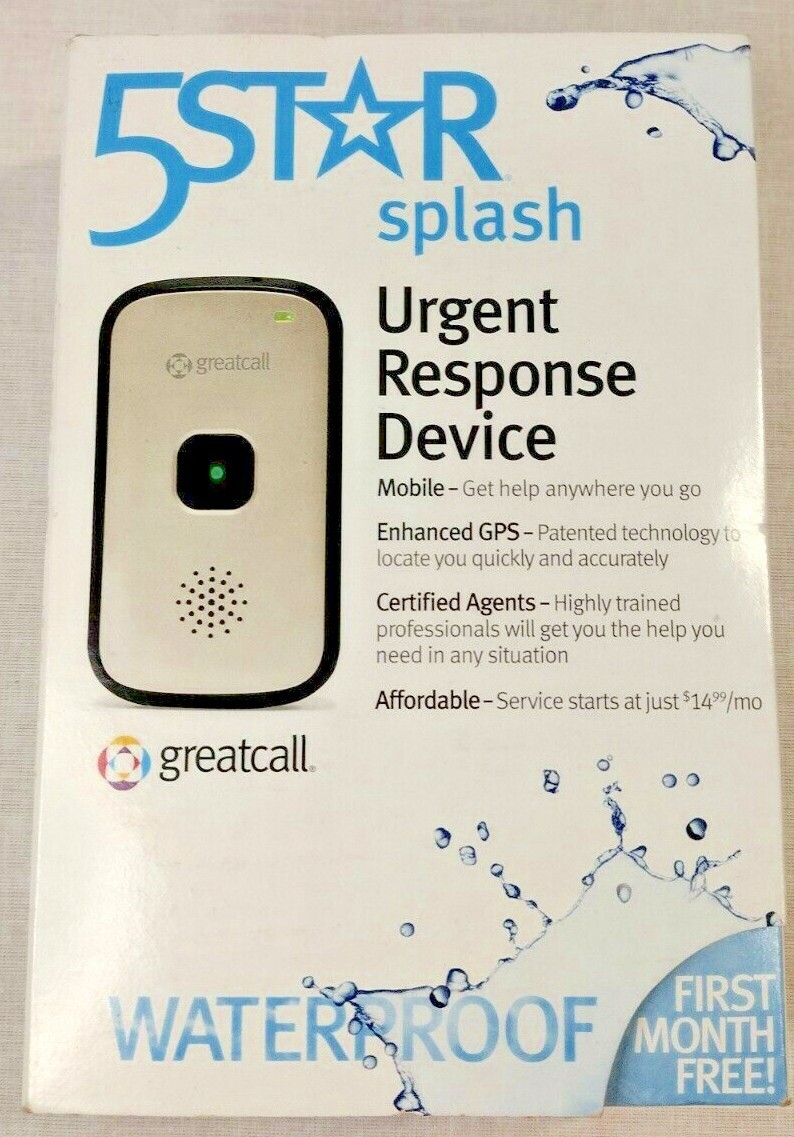 GreatCall 5Star Urgent Response Medical Alert Device (Silver) 911 Alert NIB