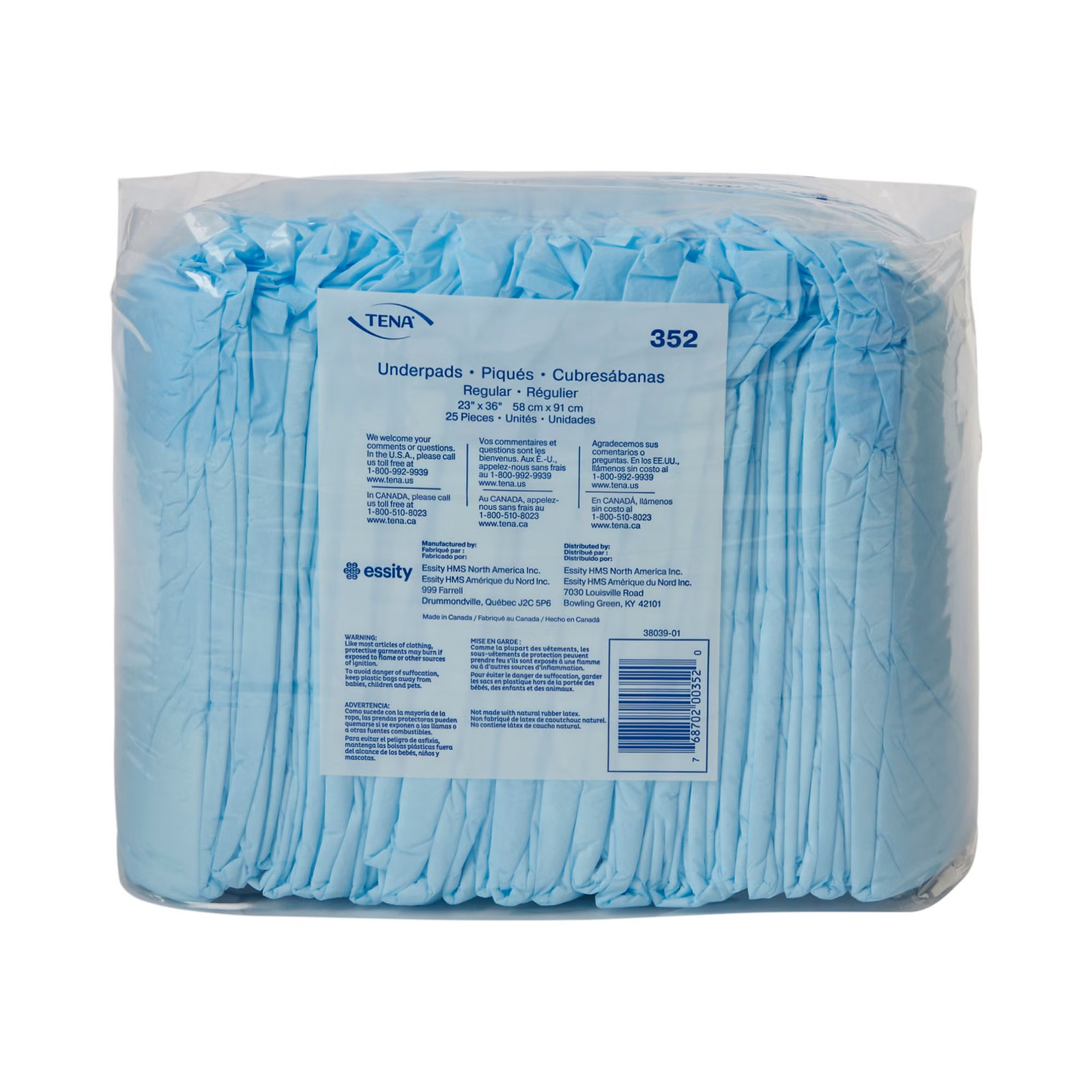 TENA Regular Disposable Underpad Fluff 23X36″ 352 25 pads
