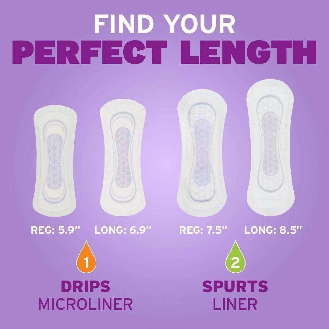 Daily Liners, Incontinence Panty Liners, 2 Drop Very Light Absorbency, Regula…