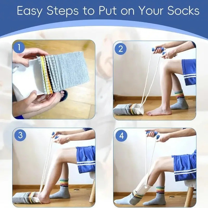 Sock Aid Easy On Off Stocking Slider Helper Pull Assist Dressing Tool No Bending
