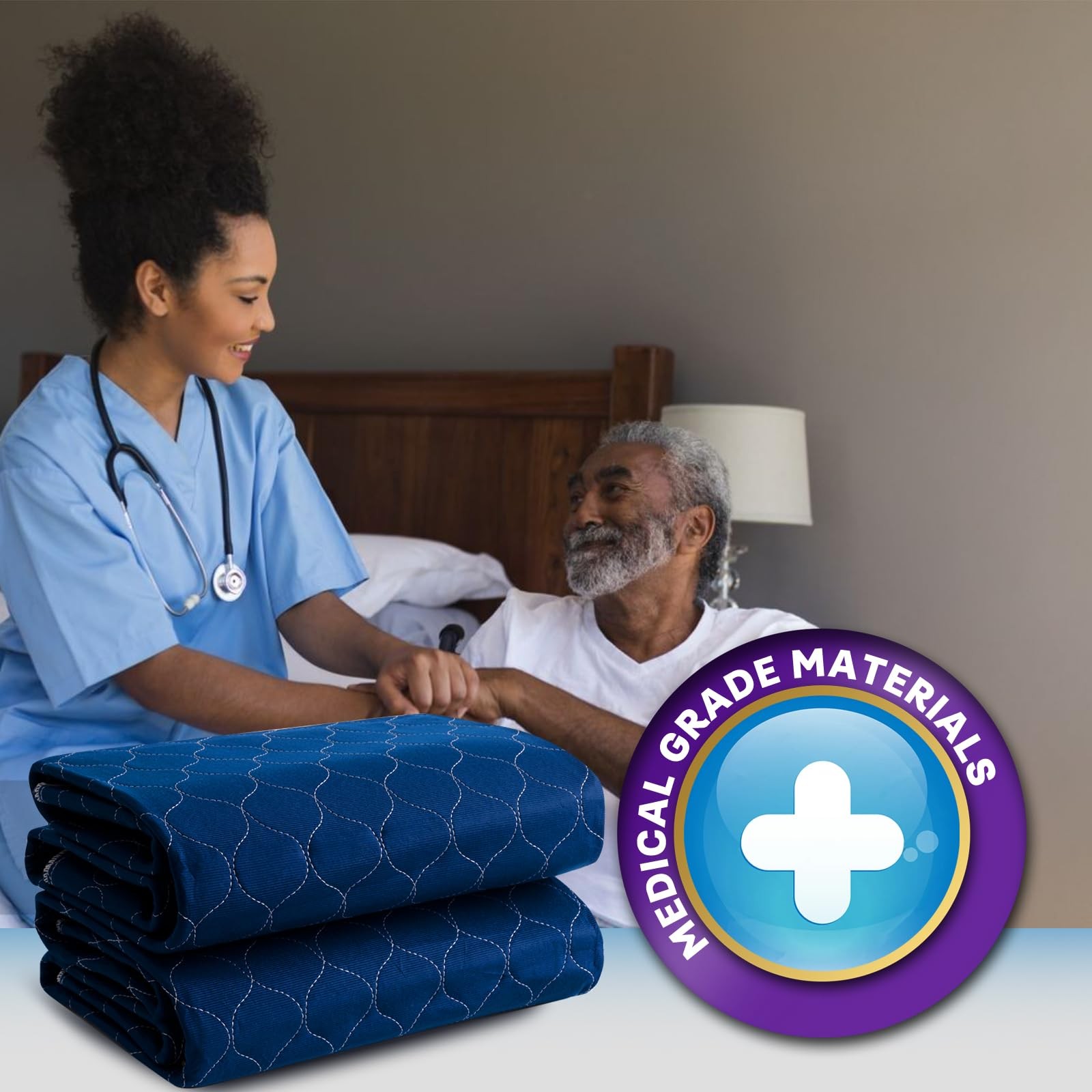 2 PCS 36×52 Inch Washable Incontinence Bed Pads Handles Waterproof Seniors
