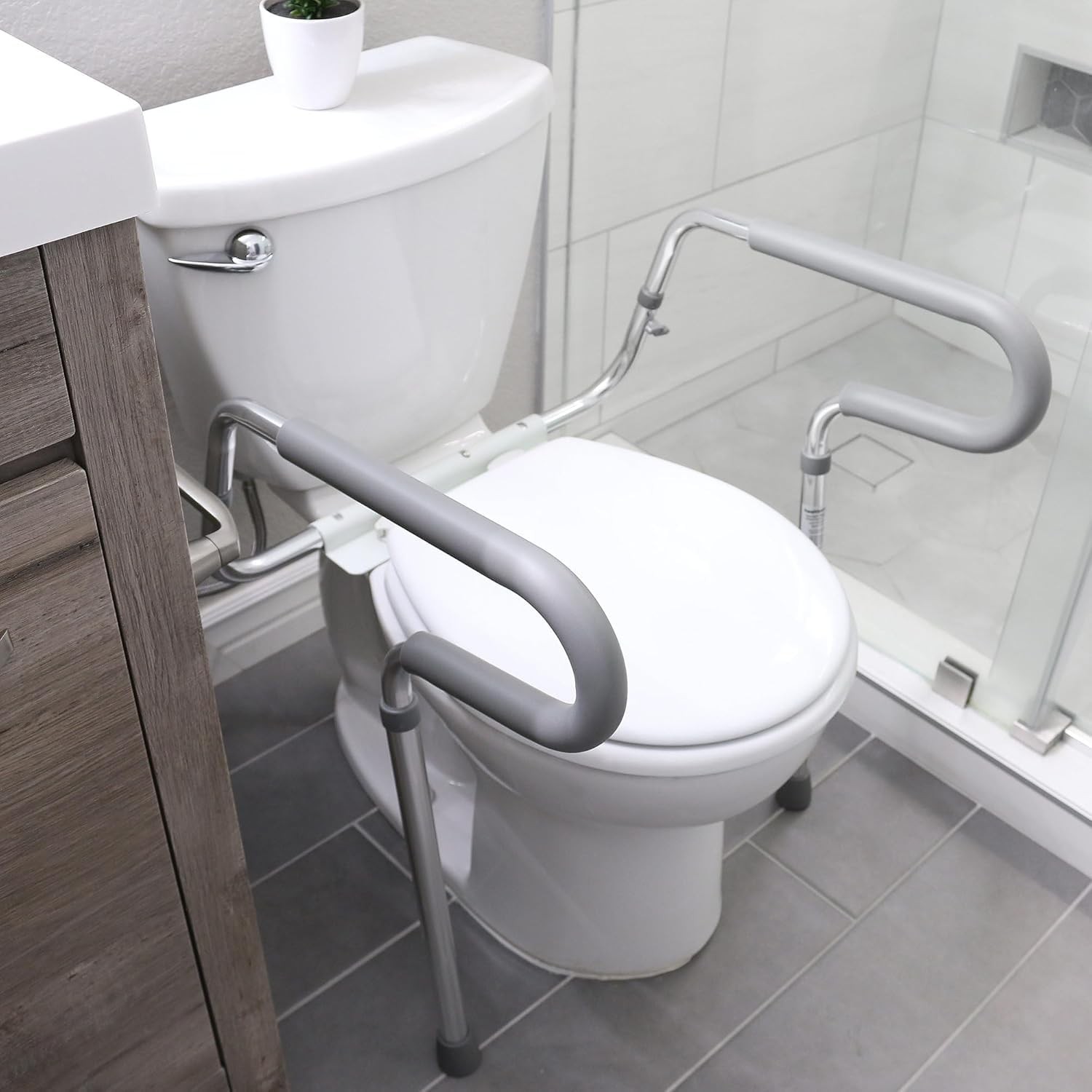 Healthsmart Adjustable Toilet Safety Rails For Seniors Medical Grade –