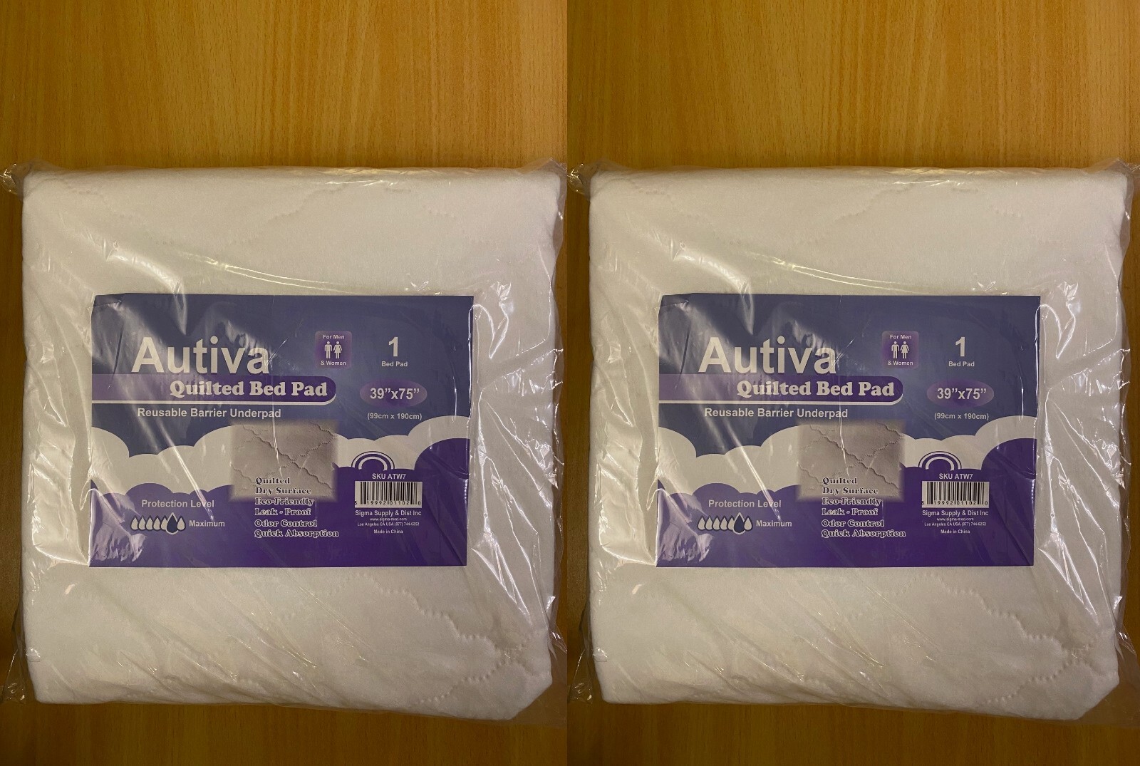 2 Mattress Protectors Autiva Quilted Bed Pad Leakproof Reusable Sheeting 39″x75″