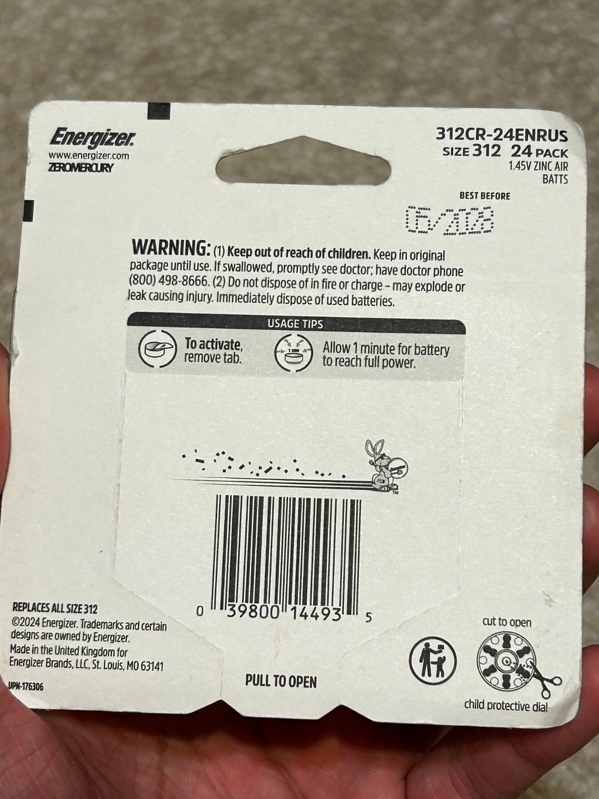 Lot of 5 Energizer Size 312 Hearing Aid Batteries 96 Total Sealed (EXP 2028-29)