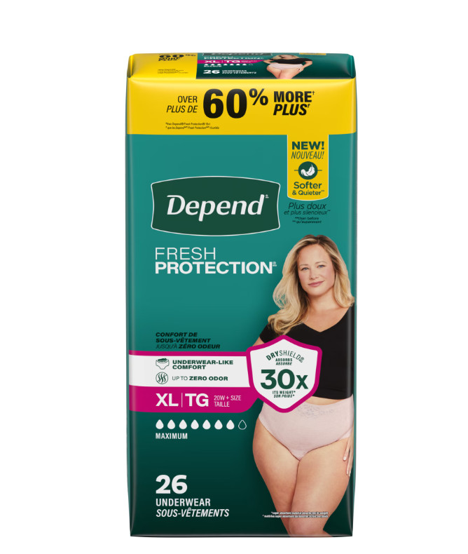 (3 pack) Depend Fresh Protection Incontinence Underwear for Women, XL, 26 Count