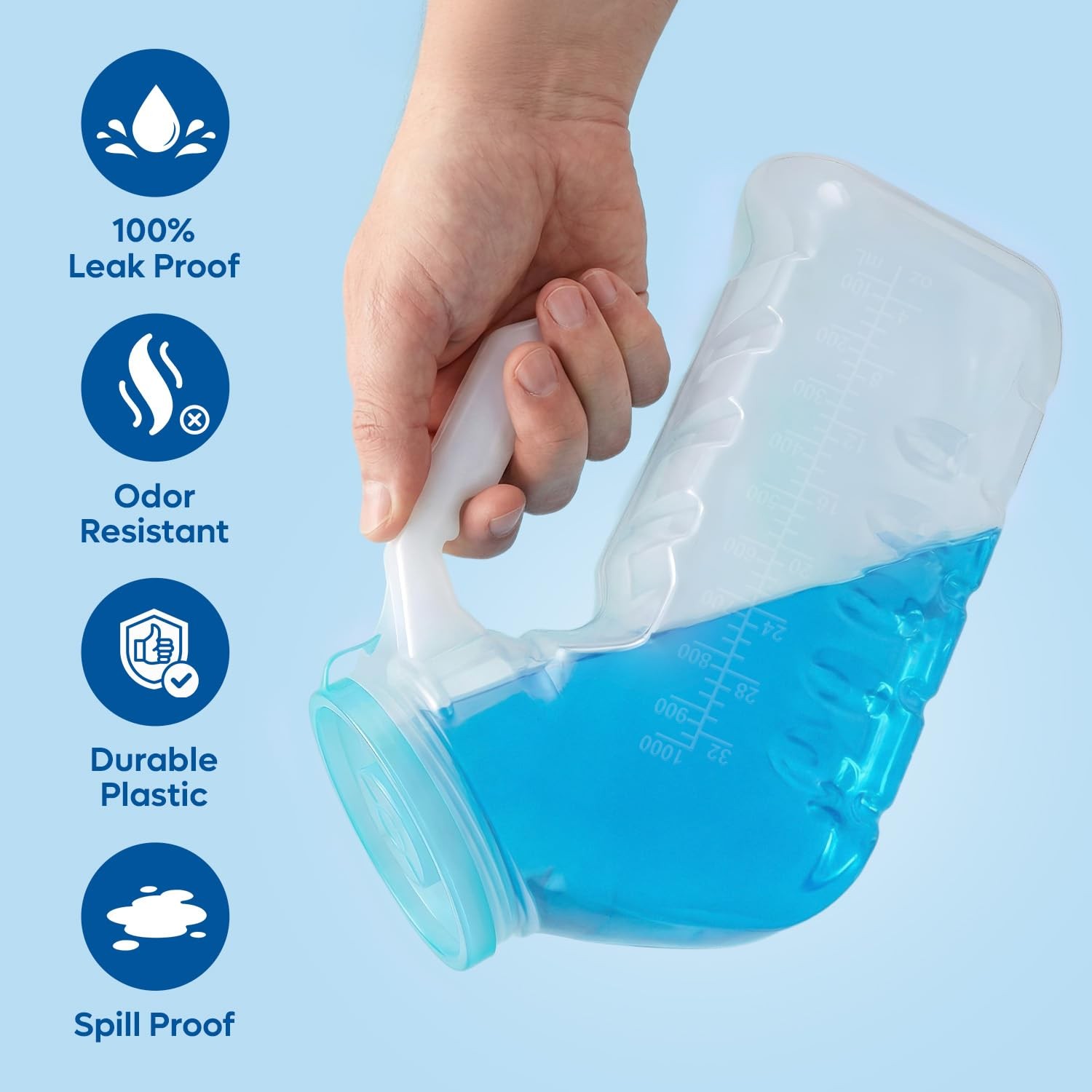 Urinals for Men with Glow-in-the-Dark Cover (1000ml/32oz) – 6 Translucent