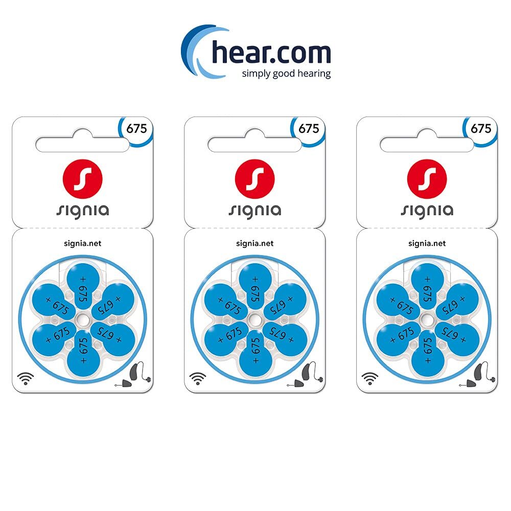 Signia Hearing Aid Batteries, 675 Size Blue Color 6 Batteries Each Set Of 3