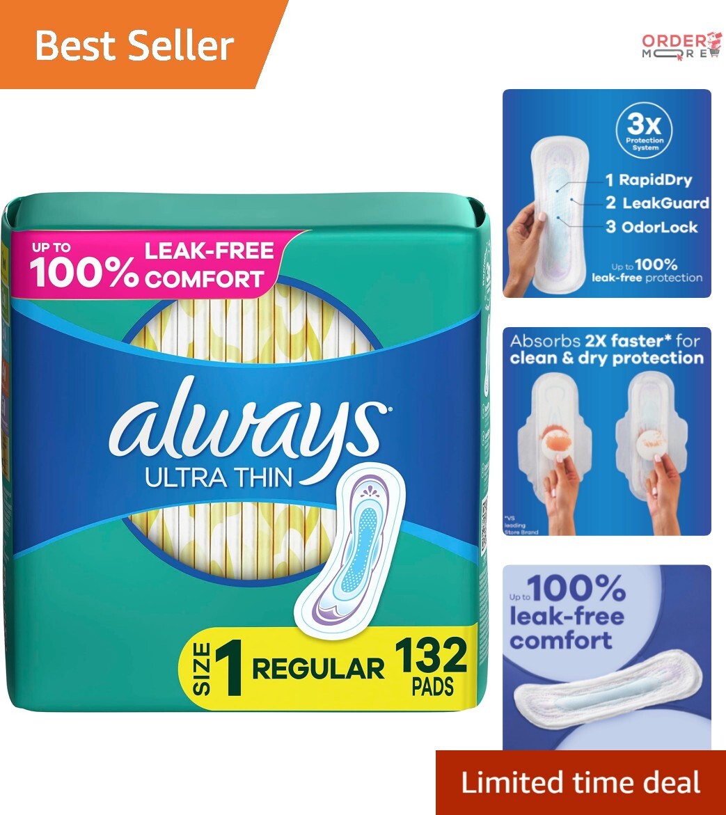 Comfortable 132 Count Ultra Thin Menstrual Pads – No Wings, OdorLock Protection