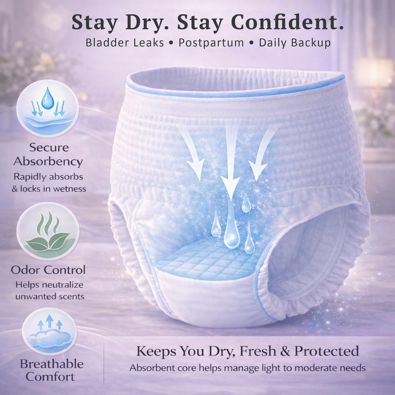 NurtureAid Incontinence Travel Kit Women Large 31-45in Underwear Wipes Cream Bag