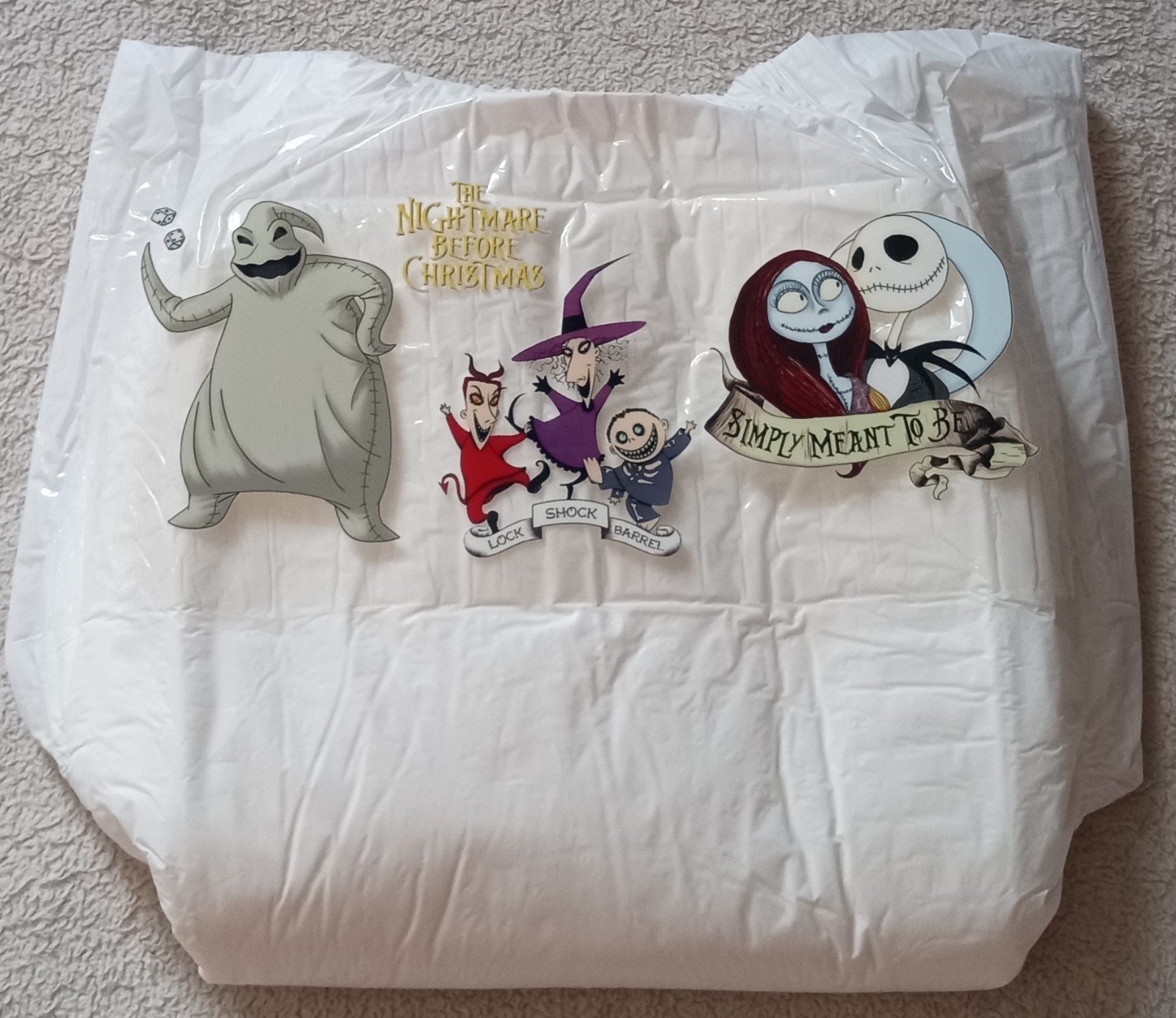 Mega Adult disposable ABDL diaper Jack Skelton Nightmare Before Christmas Sally
