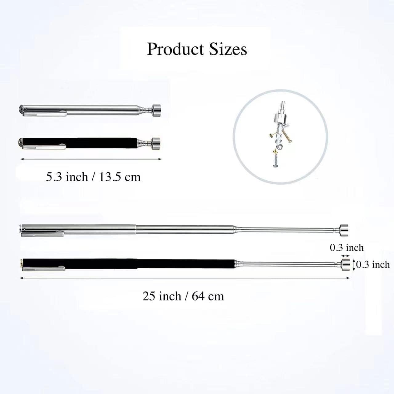 2x Magnetic Telescoping Pick-Up Tool 25 Inch 3 Lb Extendable Reacher