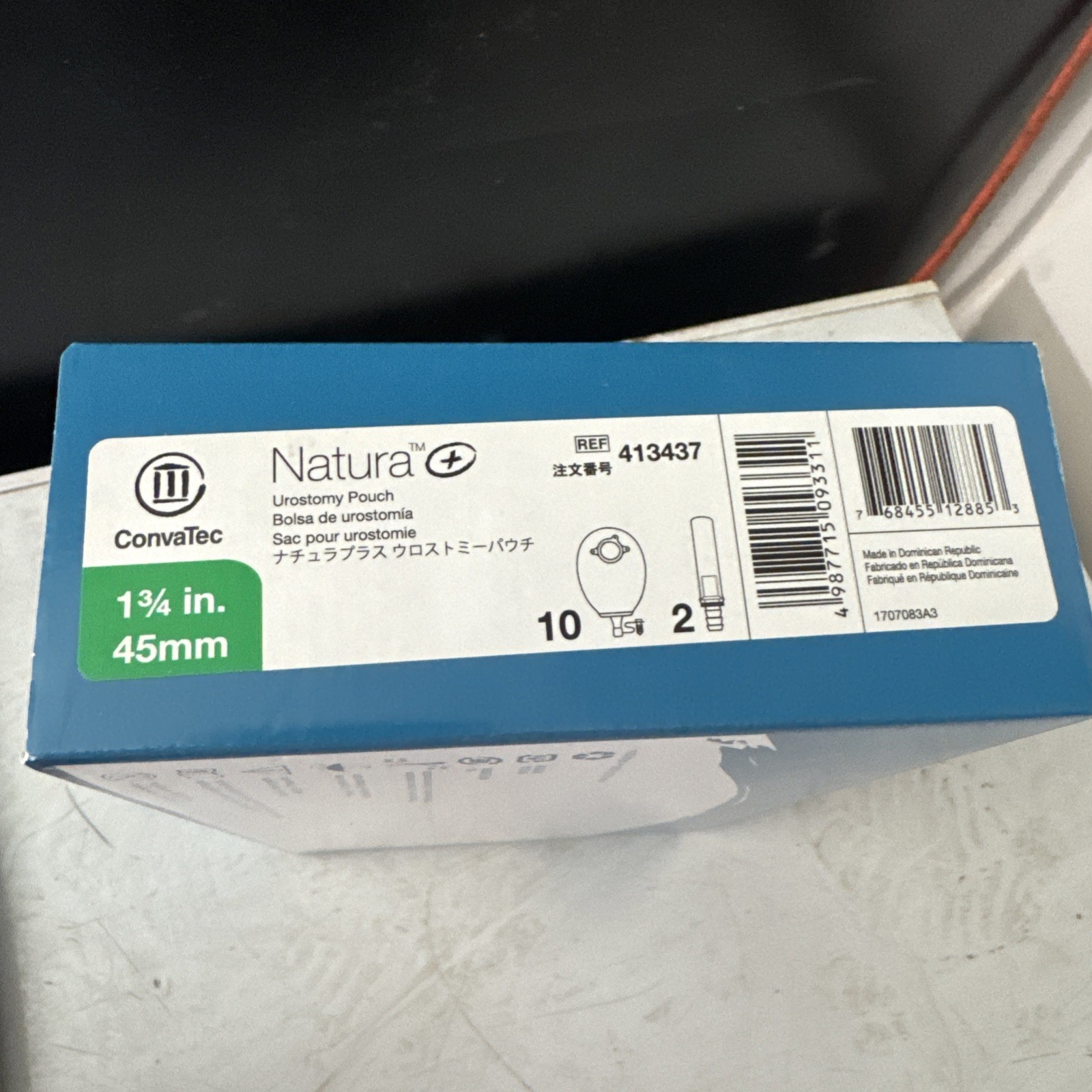 10 ConvaTec 413437 Natura™ Urostomy 1-3/4″ Flange Pouches Exp 07/2026