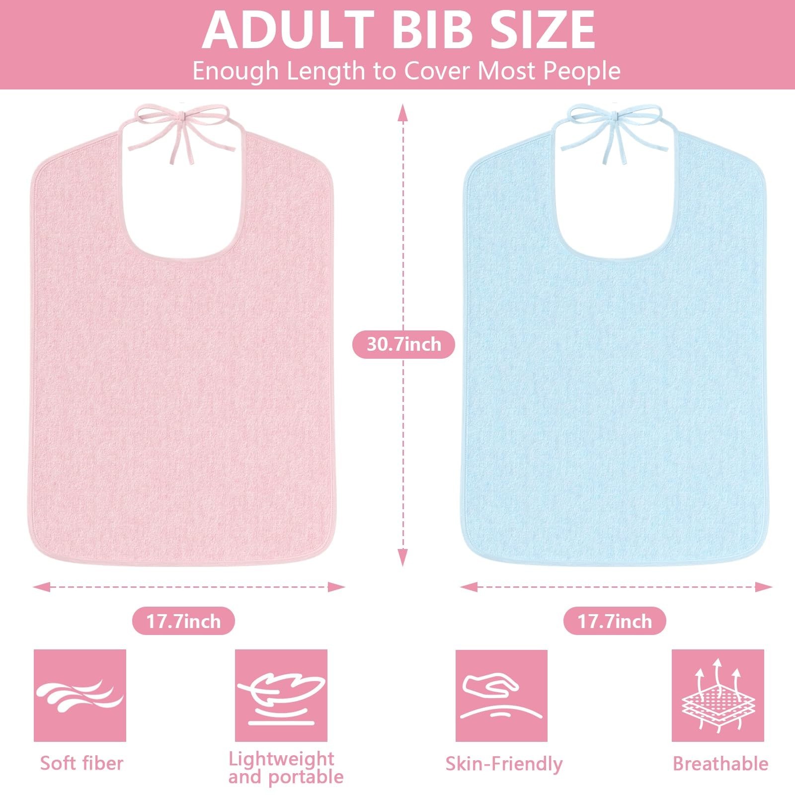 3 Pcs Adult Bibs for women, Waterproof Reusable Adult Bibs Adjustable Baberos…