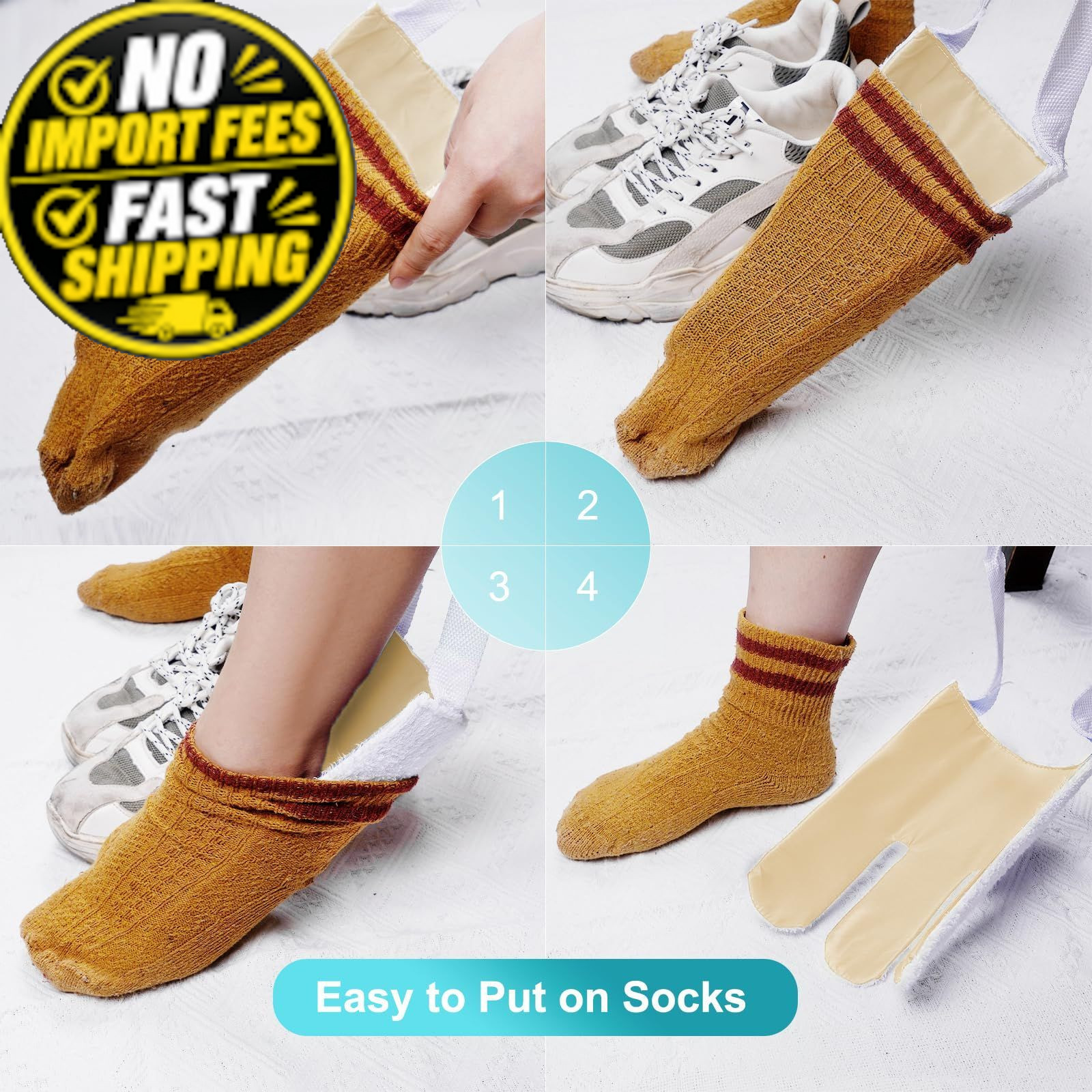 Sock Aid, Helpers to Put on Your Socks for Seniors, Oatmeal Heather