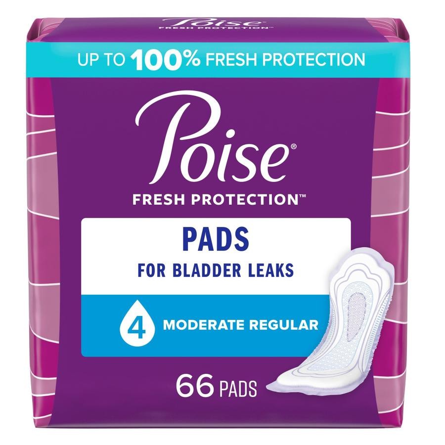 Poise Pads Regular 66pk Adult Female Absorb-Loc Core Moderate Absorb 10.47″ 132