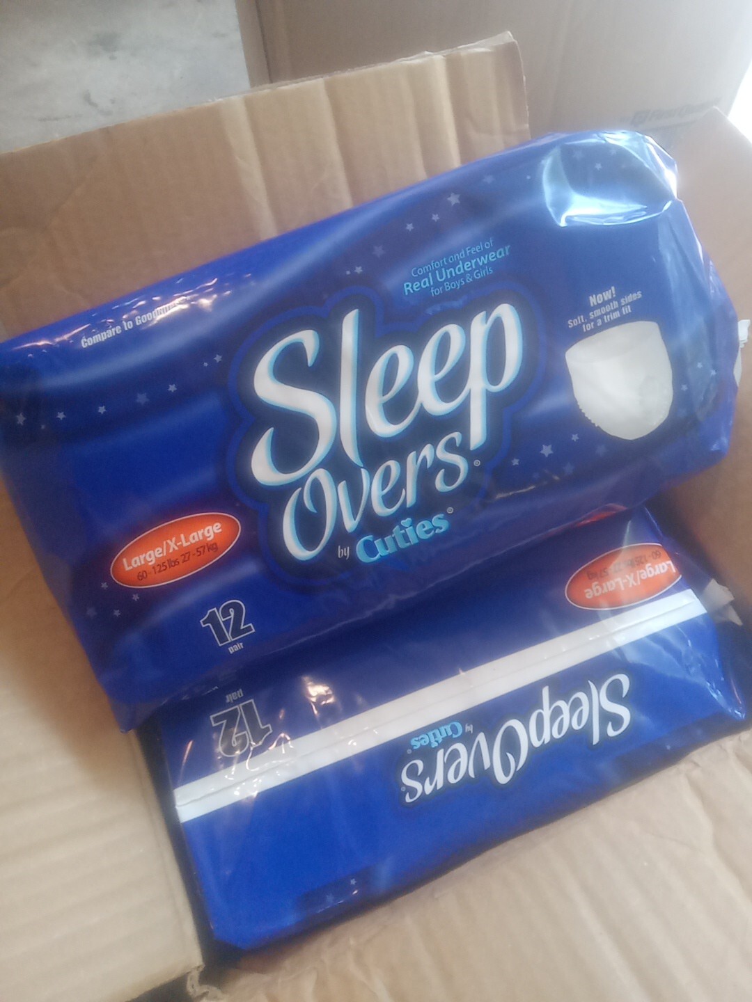 SleepOvers By Cuties Pull Up L/XL 60-125 Lbs 4 Packs Of 12
