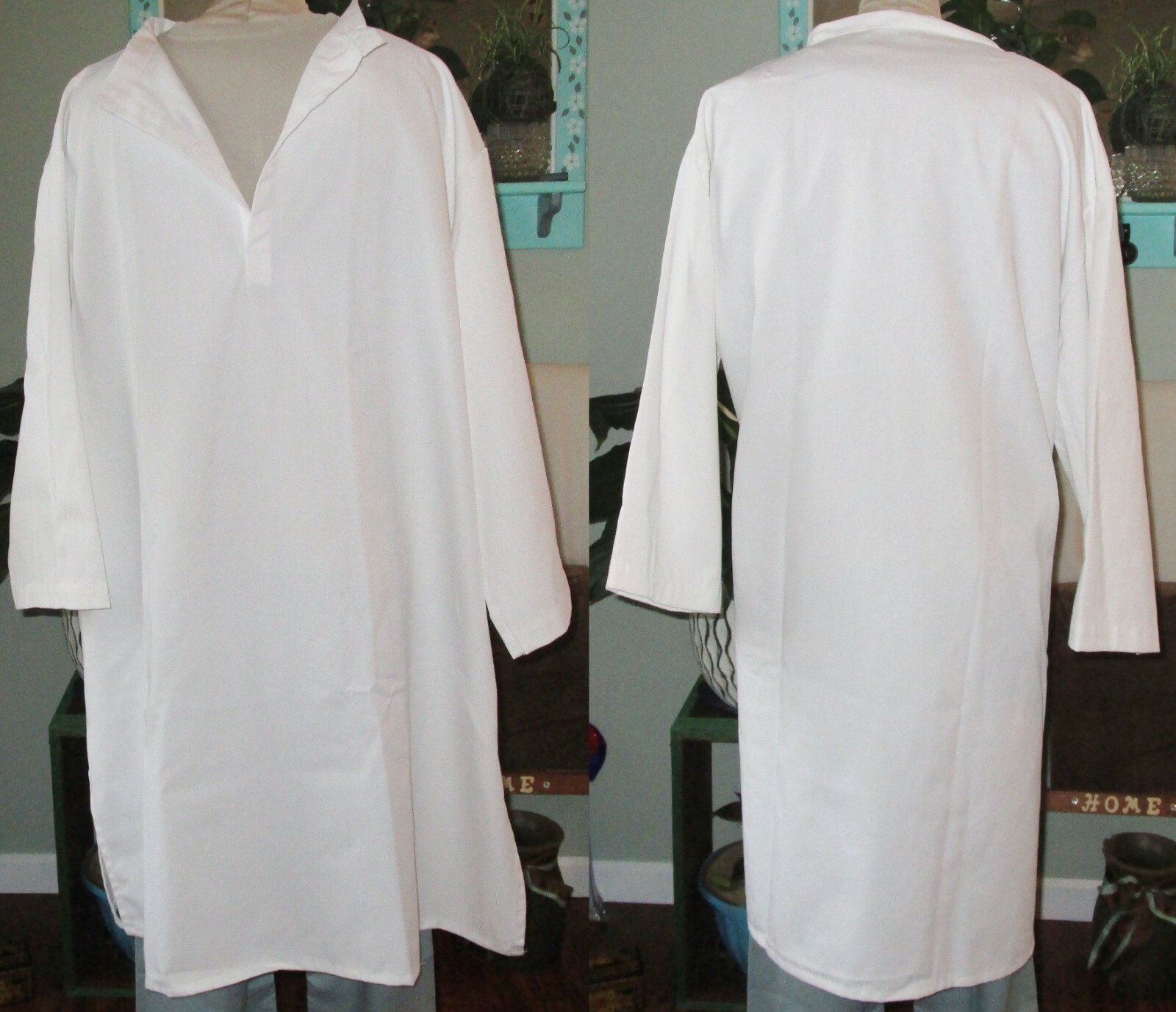 Artex Unisex Patient Gown 3/4 sleeve 42″ Length Size 2X White Reusable Quality