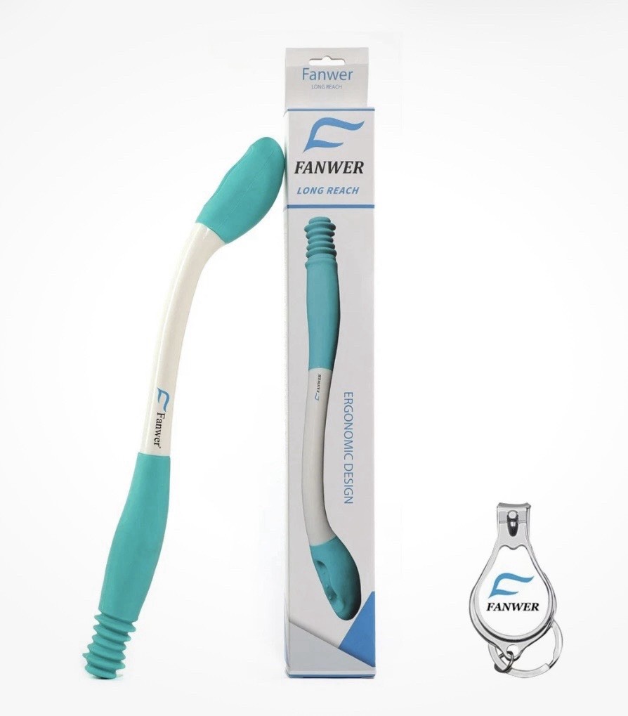 Fanwer Toilet Aids Tools, Long Reach Comfort, White with Fingernail Clip “Gift”