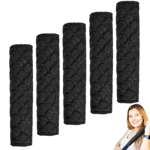 WSSROGY 5 Pack Soft Comfort Car Seatbelt Cover Protector Pads Strap for Black