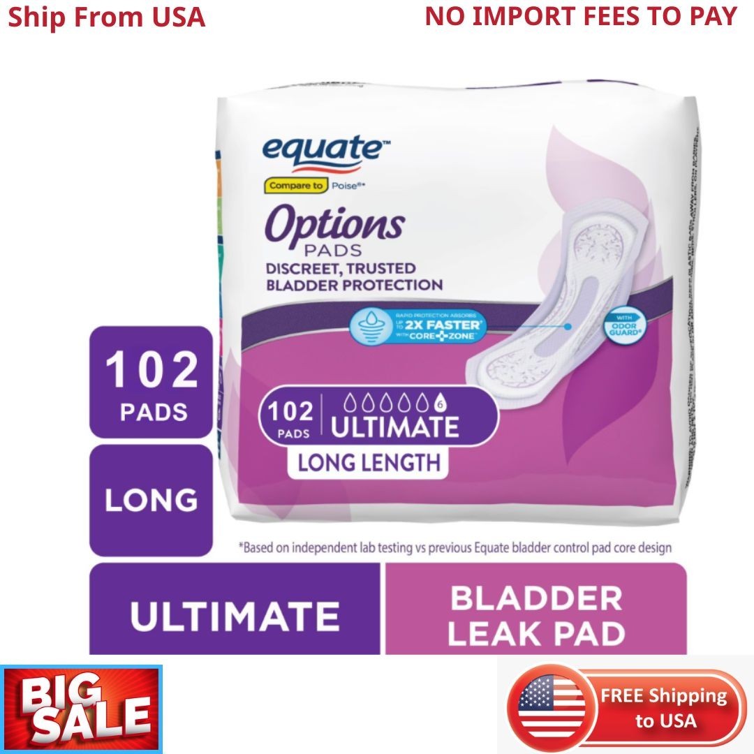 Options Women’s Incontinence Pads, Ultimate Absorbency, Unscented, Long Length