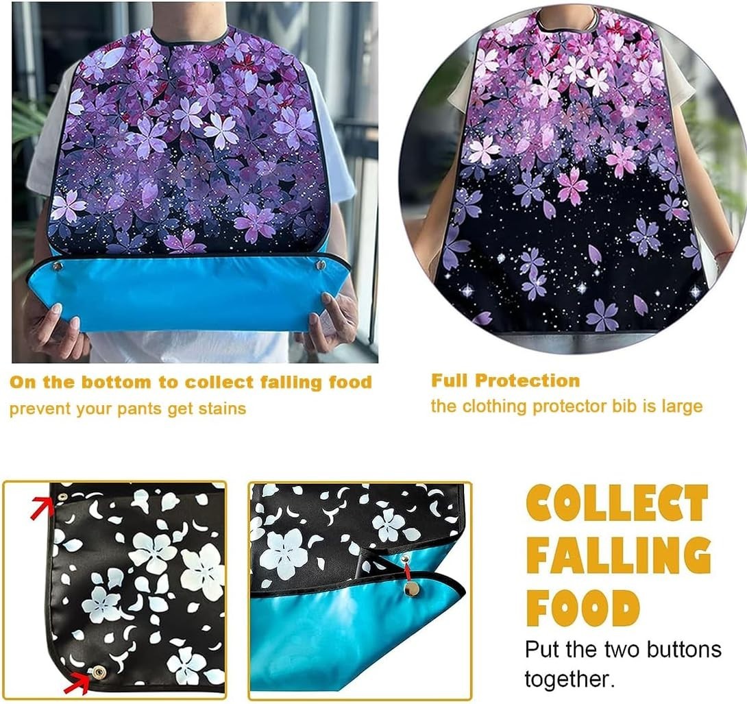 Soft & Stylish Large Adult Bibs – Waterproof with Crumb Catcher for Seniors