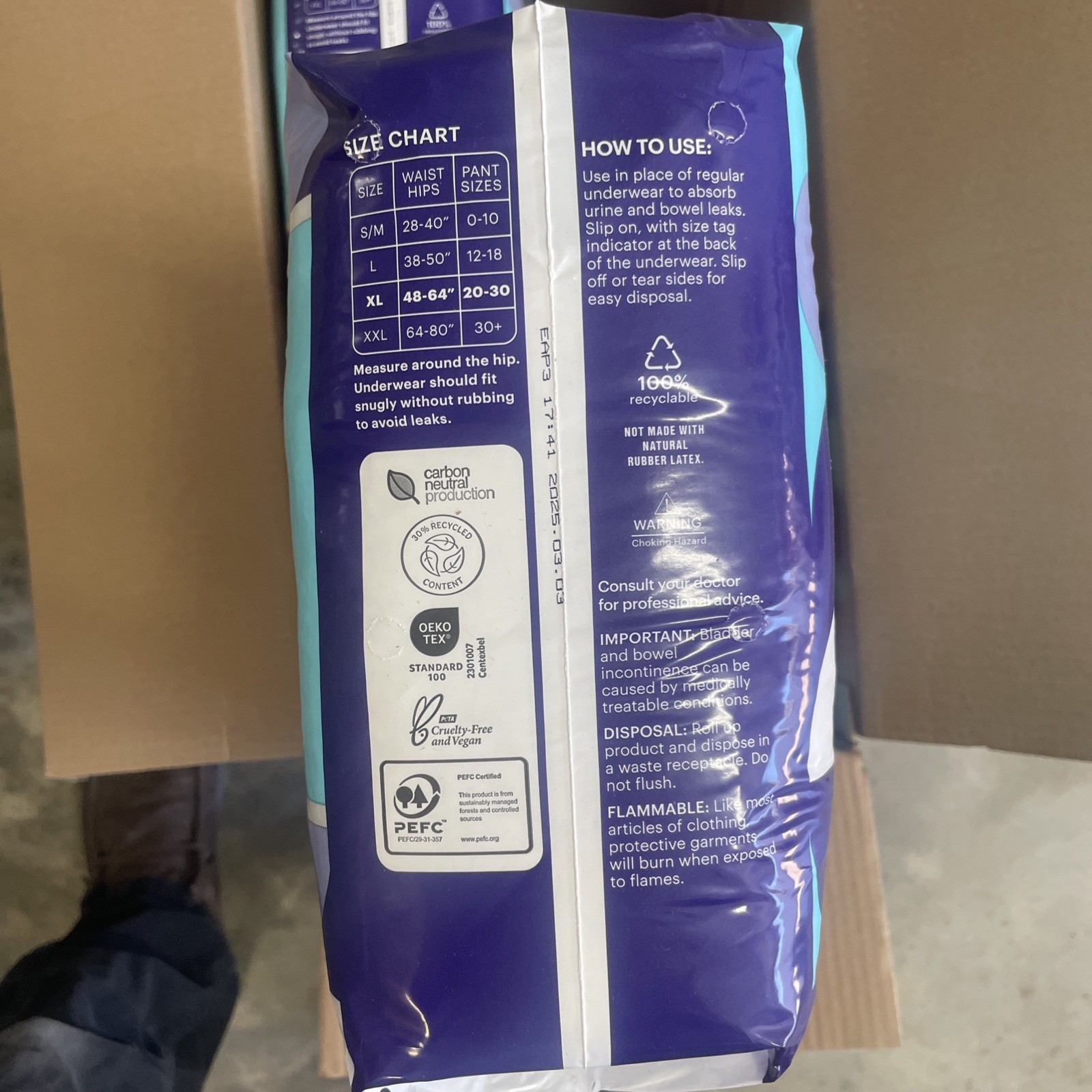Because Overnight Pull Ups, Adult Incontinence Underwear, Large, 80 Ct (4×20)