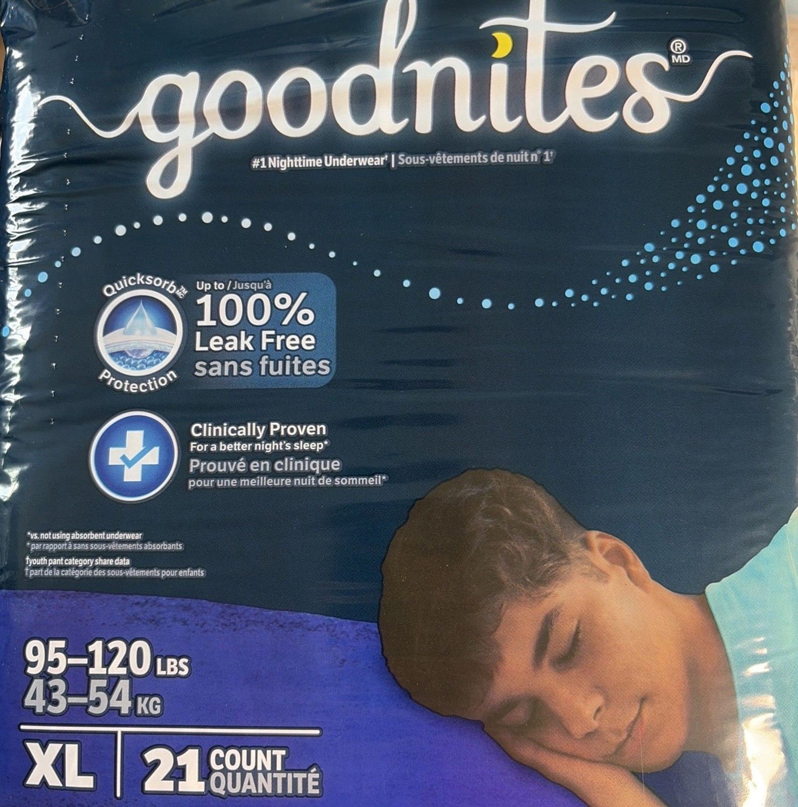 Goodnites Boys Nighttime Bed Wet Diaper Underwear Size XL (95-120 lbs) 63 Ct