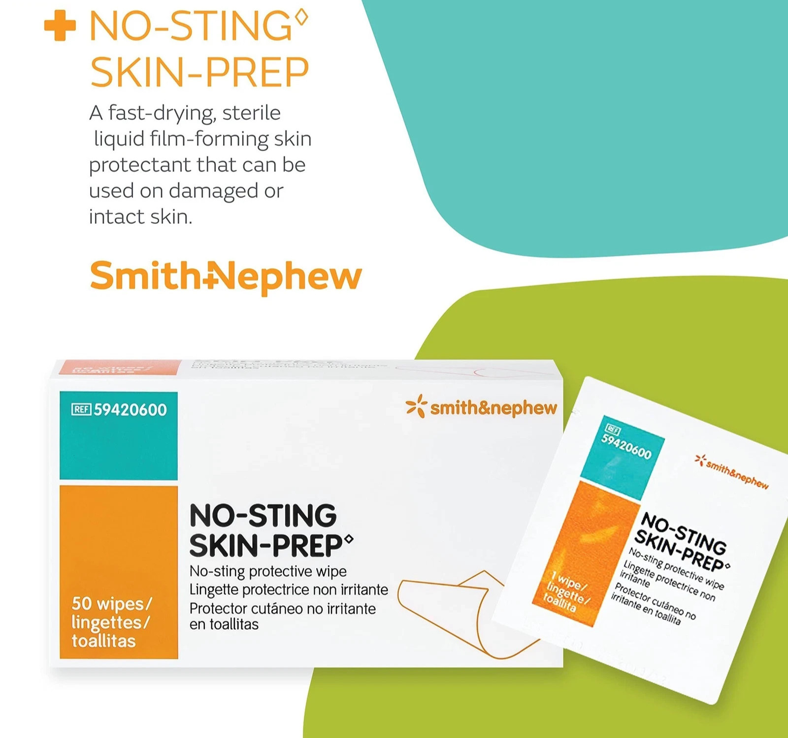 1 Smith+Nephew NO-STING SKIN-PREP Wipes, (Pack of 50) Exp 03-04/2027