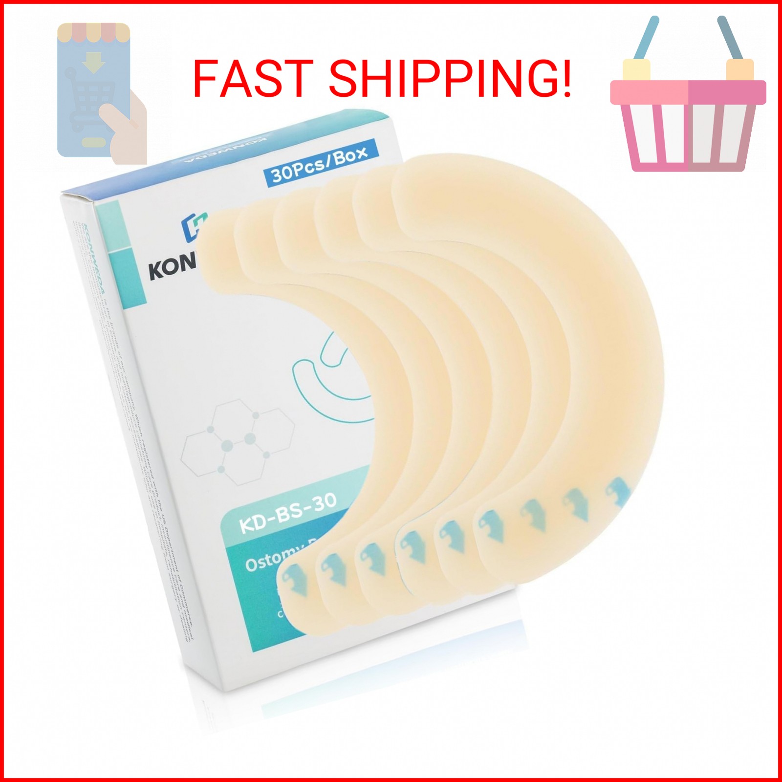 30 Pcs Ostomy Barrier Strips | Elastic Barrier Tape for Colostomy Bags | Medical