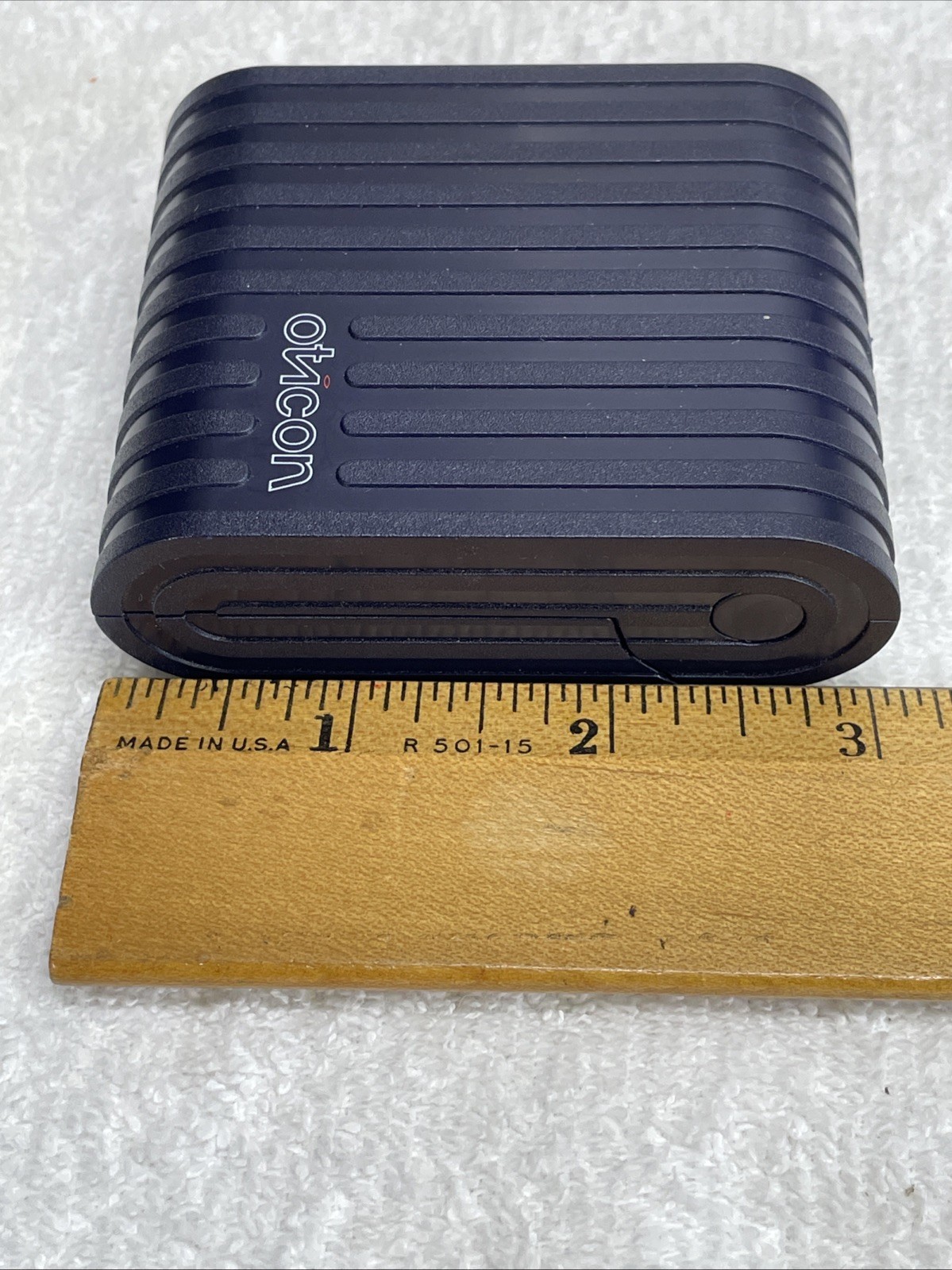 OTICON Clamshell Hard Case for Hearing Aids Navy Blue 2 1/2″ x 3″ x 1″