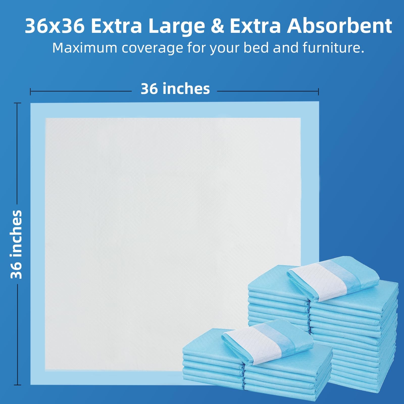 Extra Large Chucks 36″x36″ Disposable XXL Heavy Duty Absorbent Elderly Adults