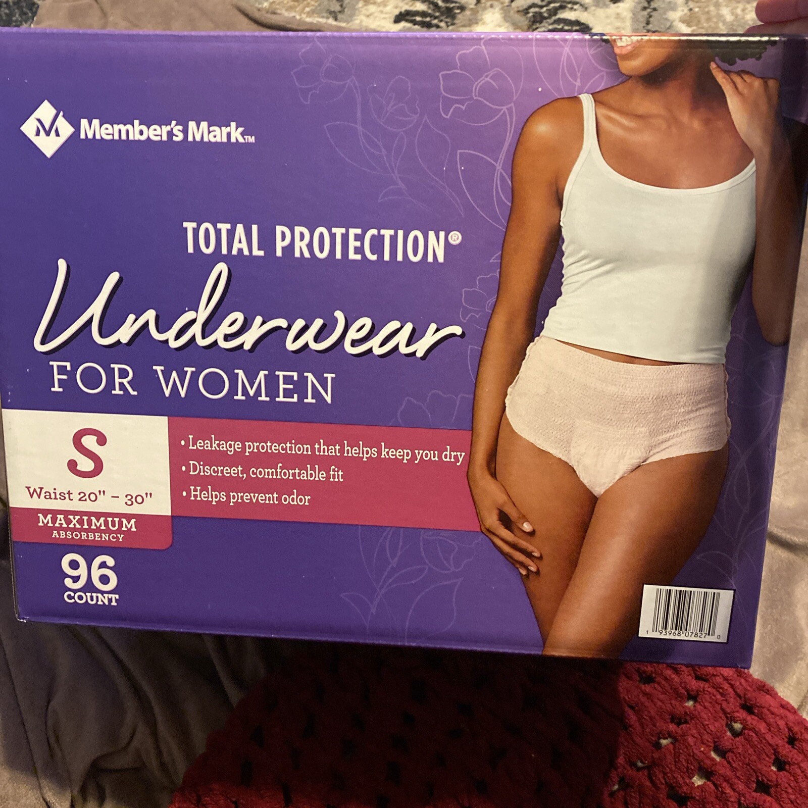 Member’s Mark Women’s Total Protection Incontinence Underwear 96 Ct Size S NIB