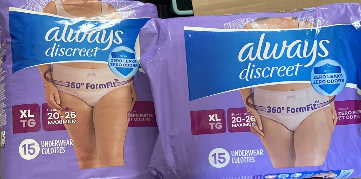 2 Packs Always Discreet Incontinence Underwear for Women Sz XL Max 15 Underwear
