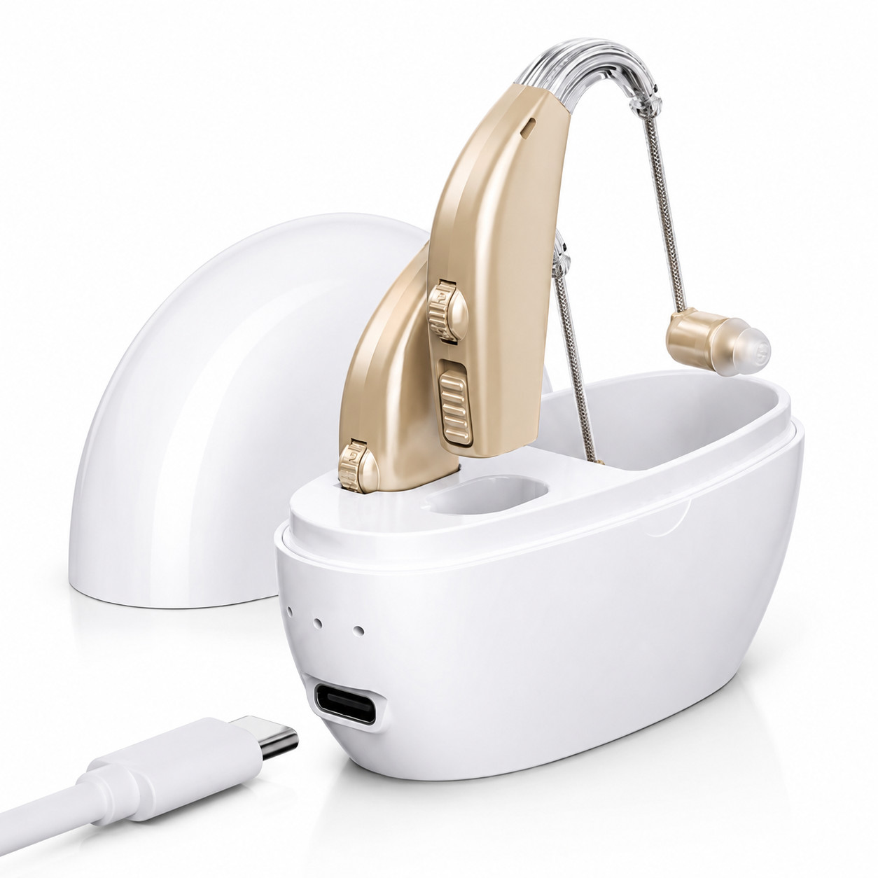 Digital Hearing Amplifier USB Rechargeable Sound Enhancer w/ Charging Case