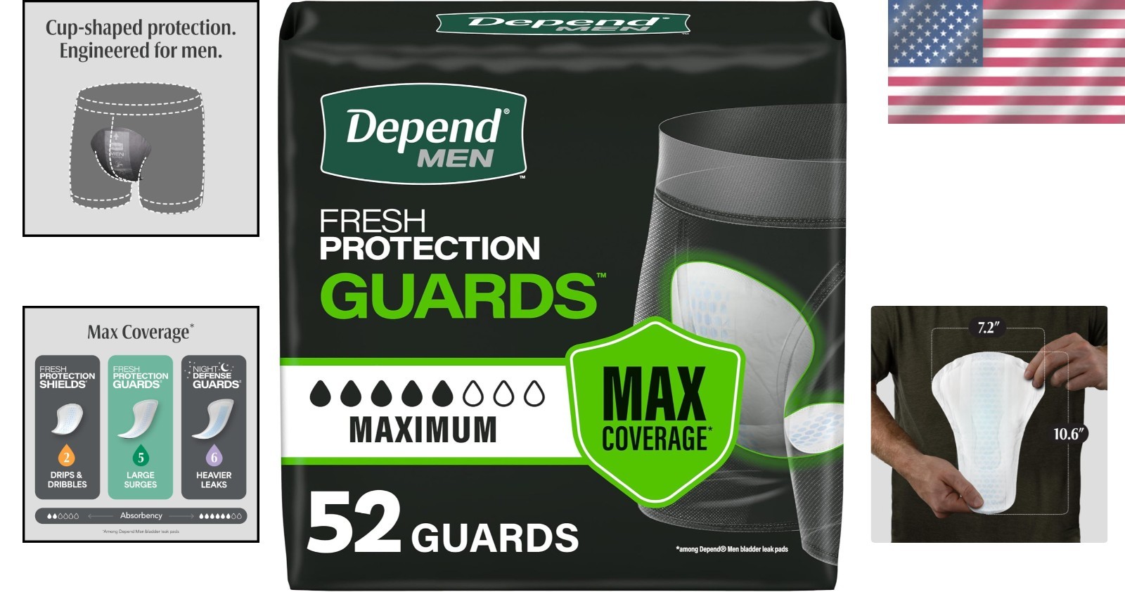 Depend Incontinence Guards/Incontinence Pads for Men/Bladder Control Pads, NEW!!