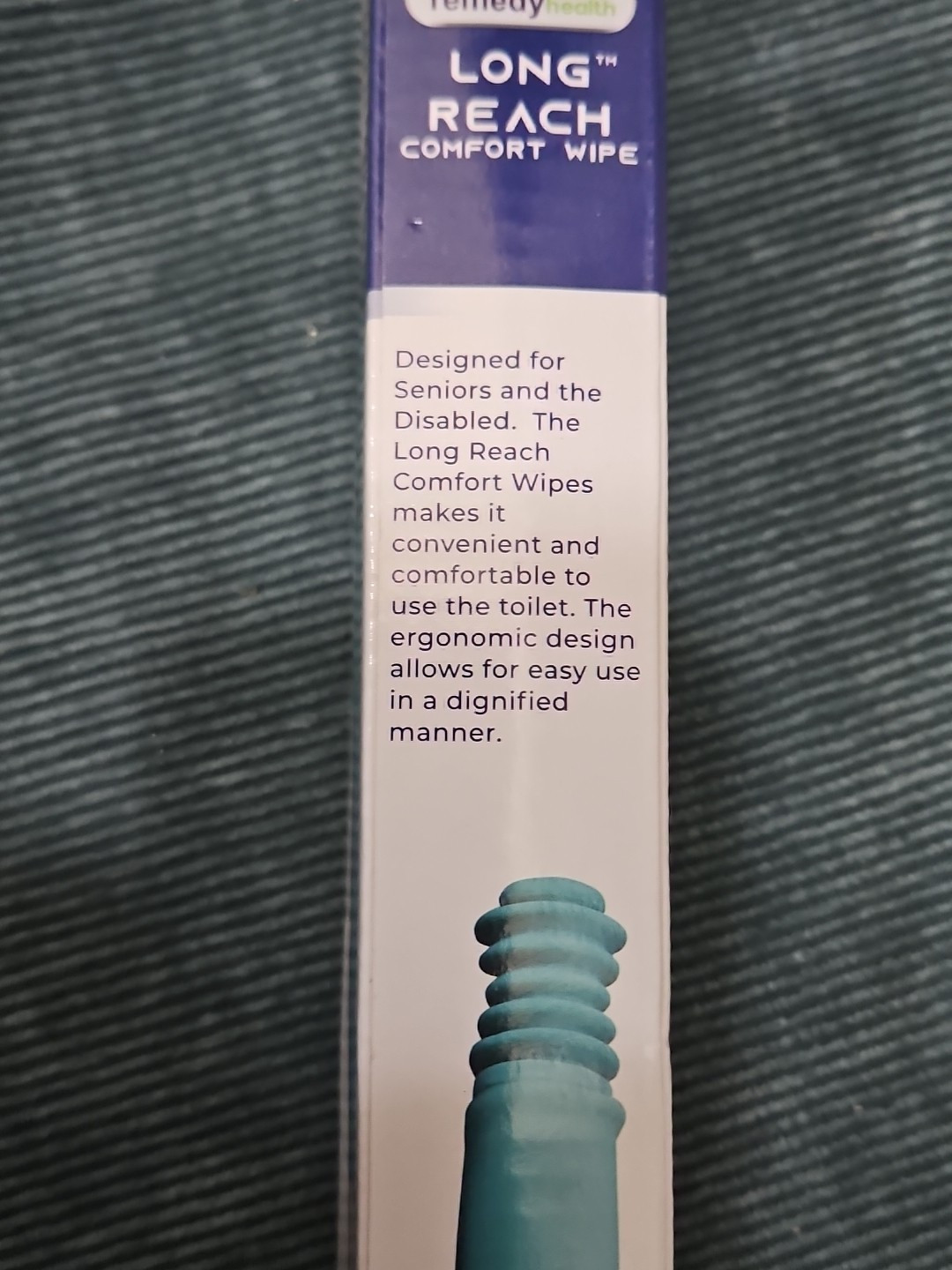 NIB Remedy Health Long Reach Cushioned End Comfort Wipe – White & Teal