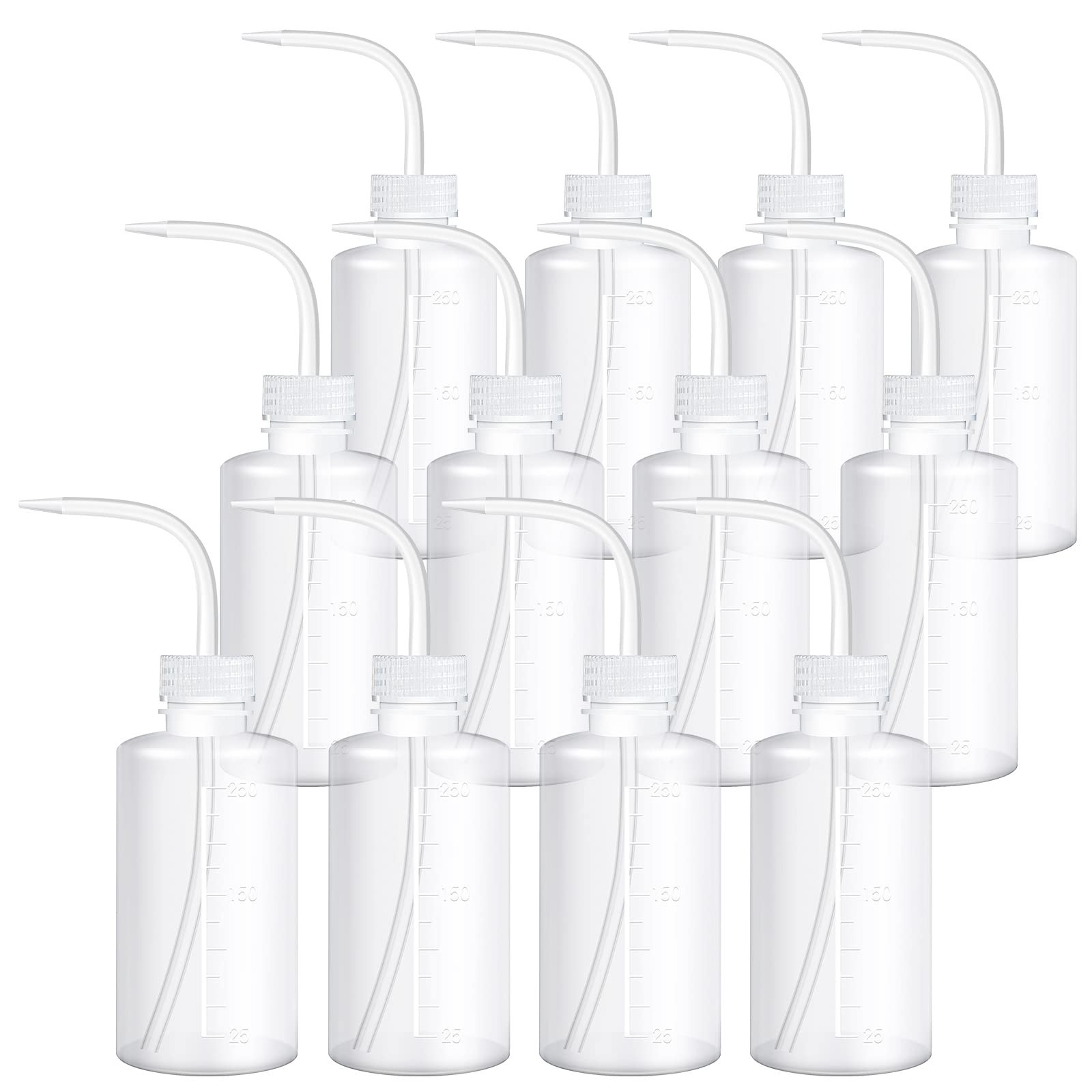12 Pcs 250ml Plastic Wash Bottles – Multipurpose for Watering, Cleaning, Lab Use