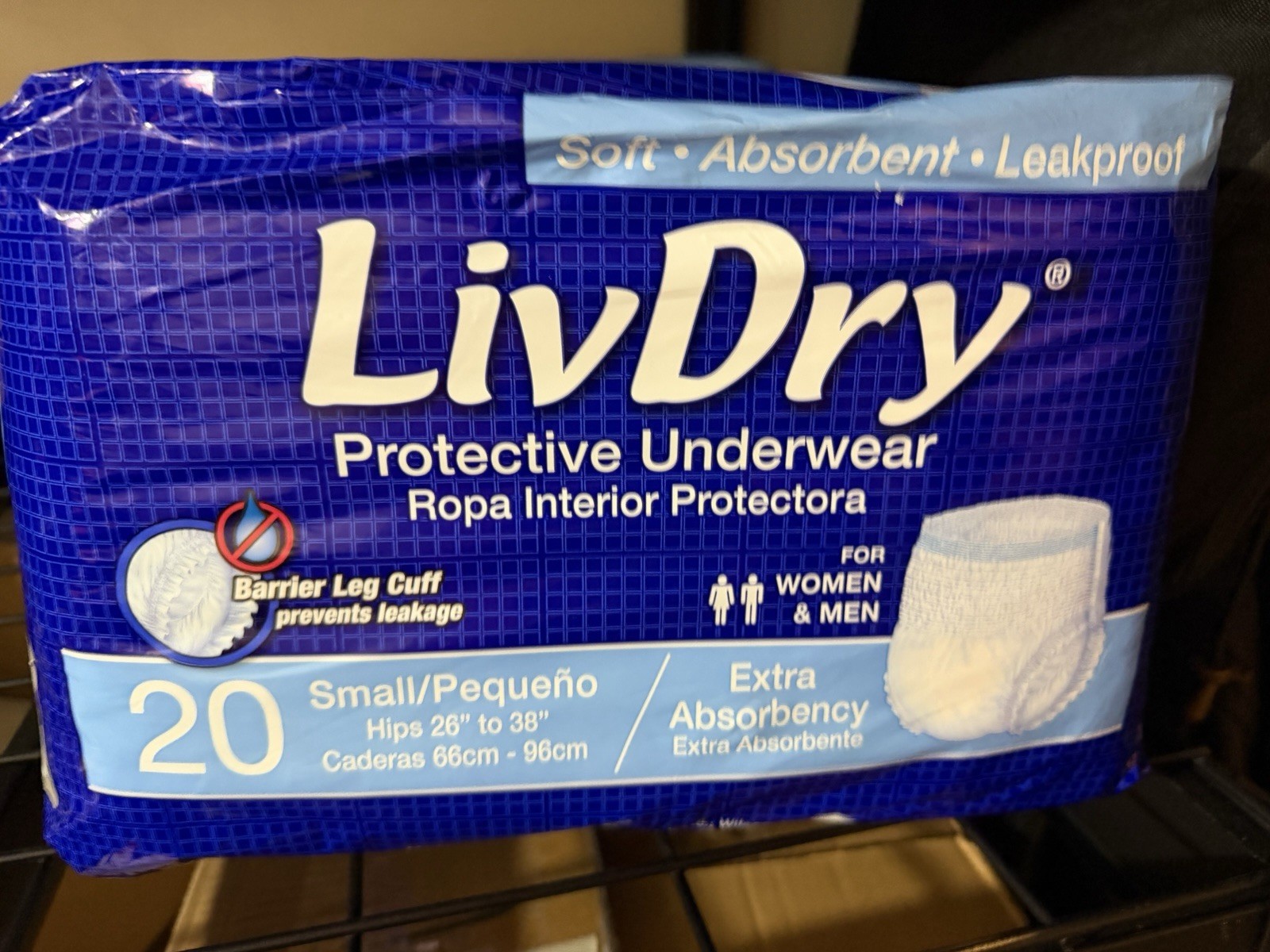 LivDry Adult Incontinence Underwear, SM, 60-Pack, Extra Absorbency Adult Diapers